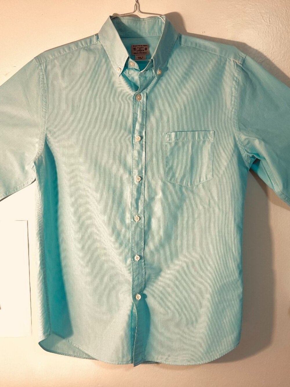 EUC J.Crew Factory Men's Size M Quality Woven Cotton Long Sleeve Shirt - Aqua